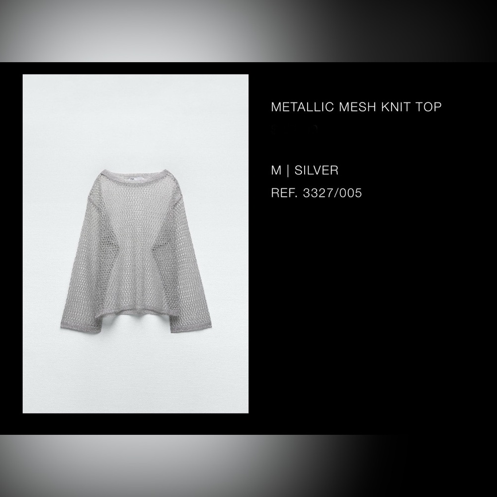 Zara Metallic Mesh Knit Top - Silver